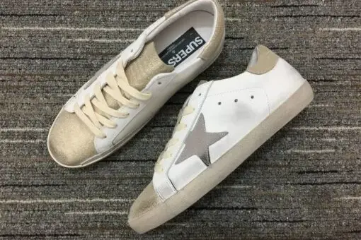 Golden Goose Men Superstar Sneakers Sparkle White Gold