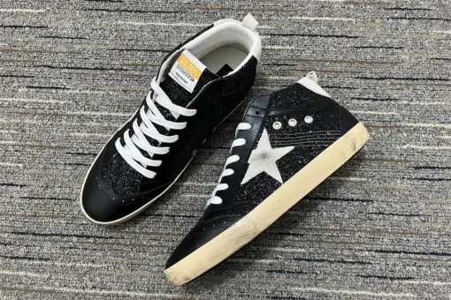 Golden Goose Mid Star Glitter Sneaker Black