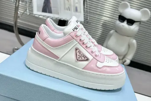 Prada 2024 New Downtown Bold Leather Sneaker White Pink