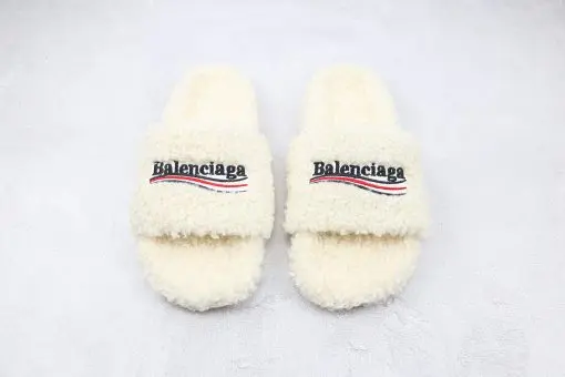 Balenciaga Wool Slippers Pure White Black Red