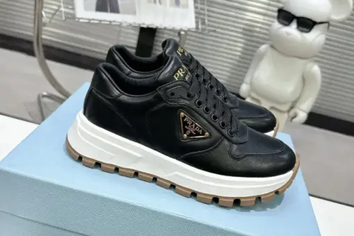 Prada 2024 New Leather Sneaker Black White Brown - 38