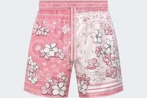 AMIRI Bandana Floral Shorts Flamingo Pink