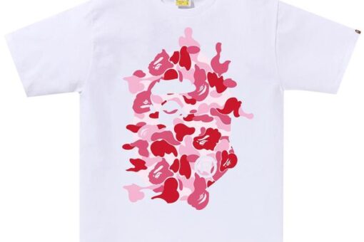 BAPE ABC Camo Rebuild Big Ape Head Tee ‘White/Pink’