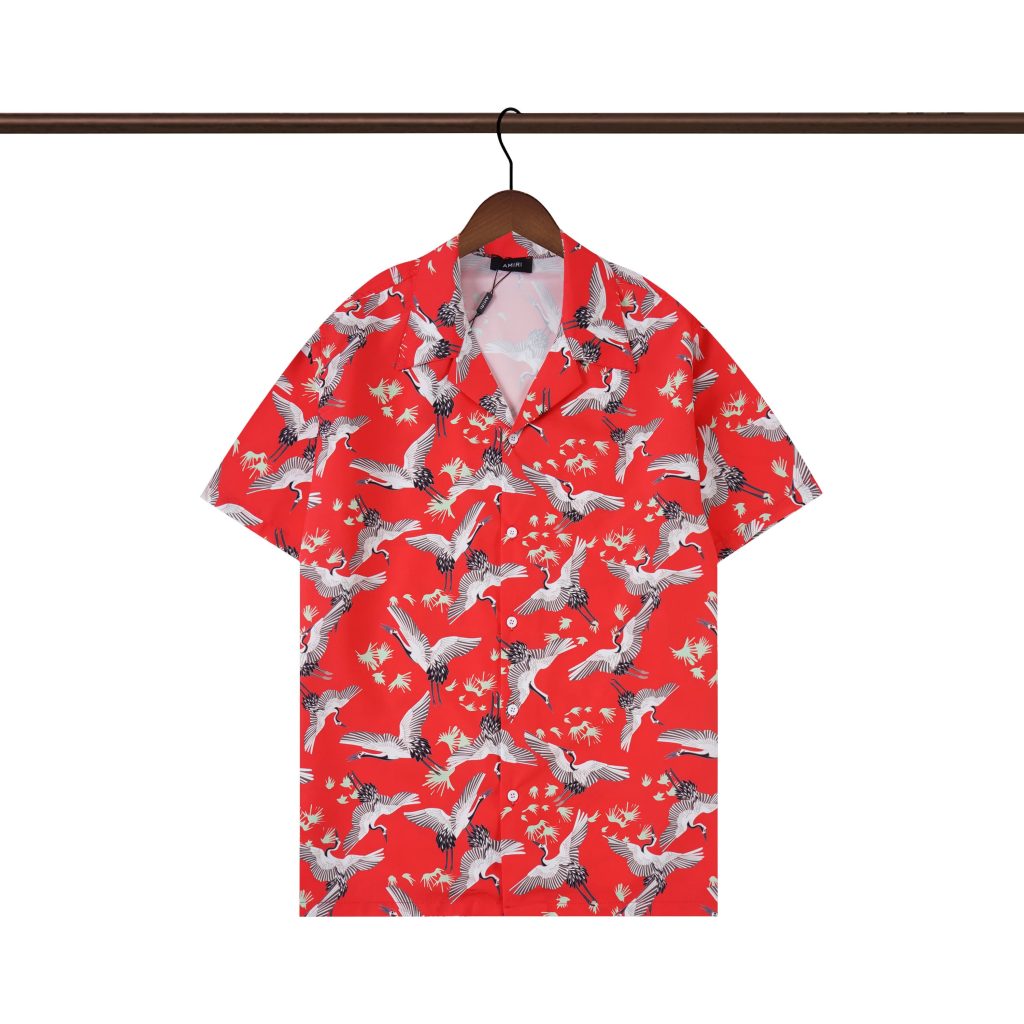 Amiri Crane-Print Silk Shirt Red 2026 | Drip Kickz Amiri Crane-Print Silk Shirt Red