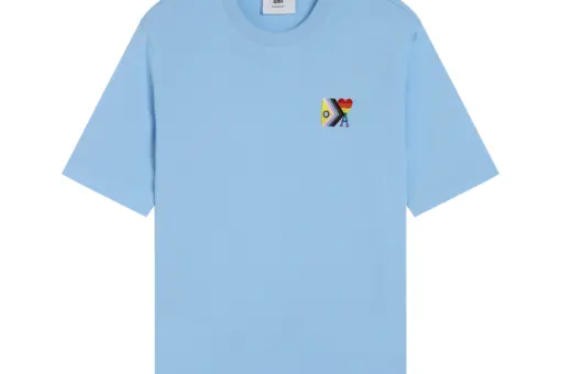 Ami Paris Pride Organic Cotton T-Shirt Sky Blue