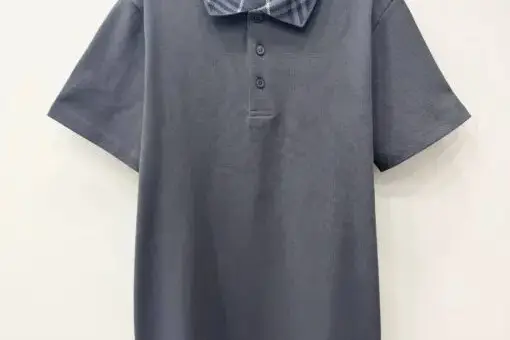 Burberry Check Collar Polo Shirt Grey