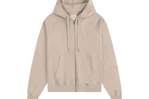 Ami Paris Hoodie All Cream Color