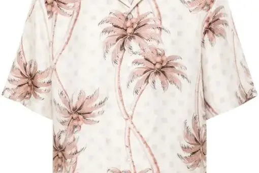 AMIRI Twisted Palms Silk Shirt White