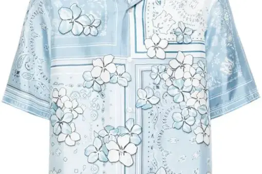 AMIRI Bandana Floral Silk Shirt Blue