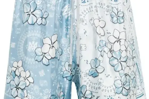 AMIRI Bandana silk shorts cerulean blue/white