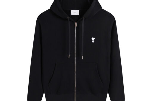 Ami Paris Ami De Coeur Zip-Up Hoodie Black