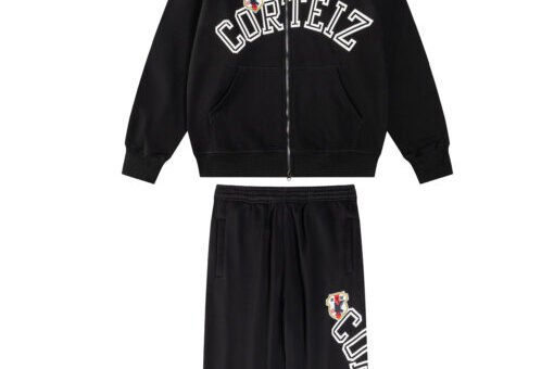 Corteiz Arch Shield Zip Hoodie And Sweatpant Set Black
