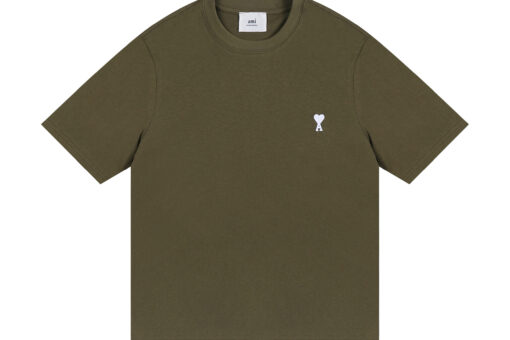 AMI Paris Cropped T-Shirt Olive Green