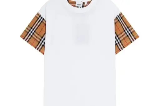 Burberry Checked Poplin-Trimmed Cotton-Jersey T-Shirt White