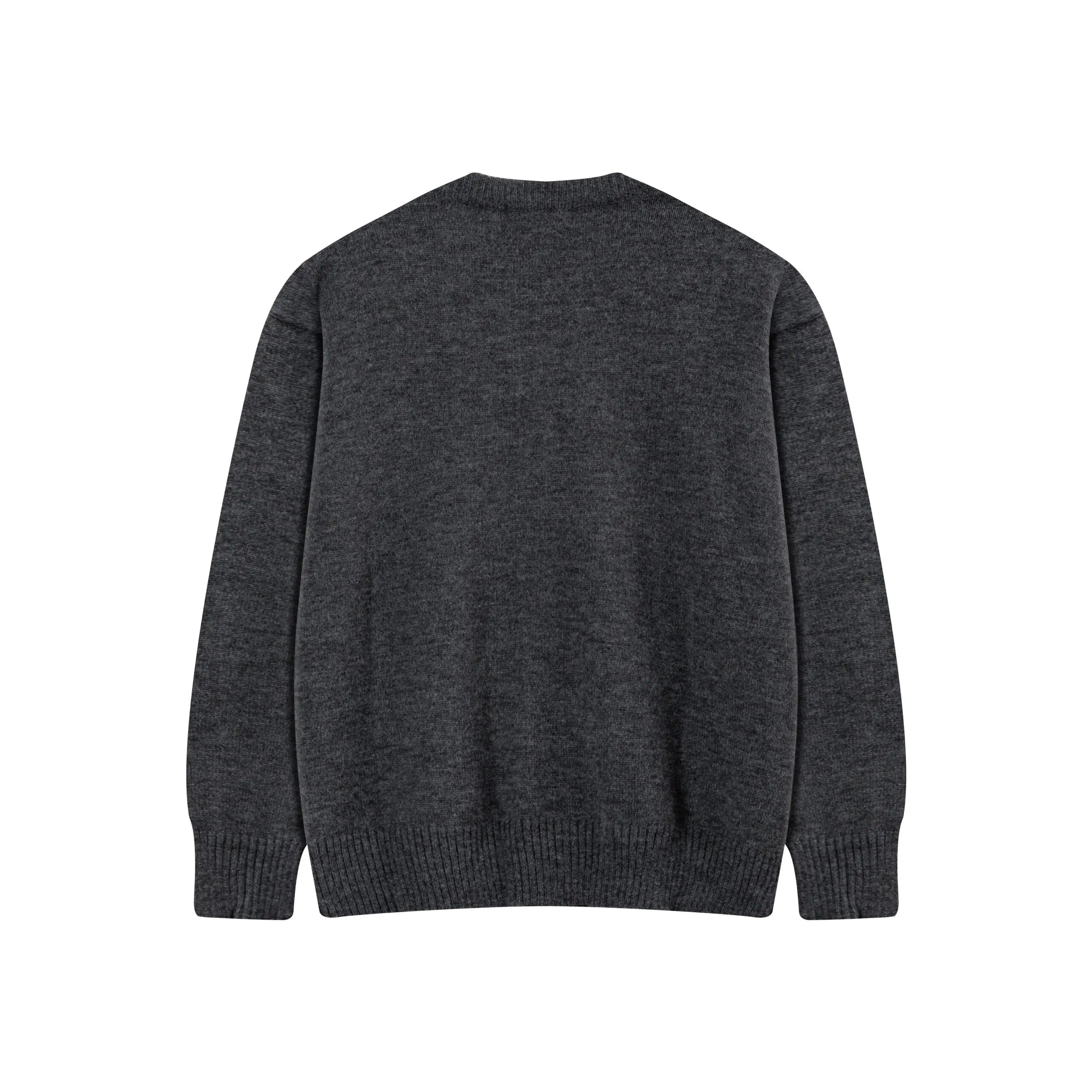 Ami Paris ADC Merino Heart Shaped Alpaca Blend Soft Cozy Knit Cardigan Round Neck Sweater Dark Gray 2026 | Drip Kickz Ami Paris ADC Merino Heart Shaped Alpaca Blend Soft Cozy Knit Cardigan Round Neck Sweater Dark Gray - Image 2