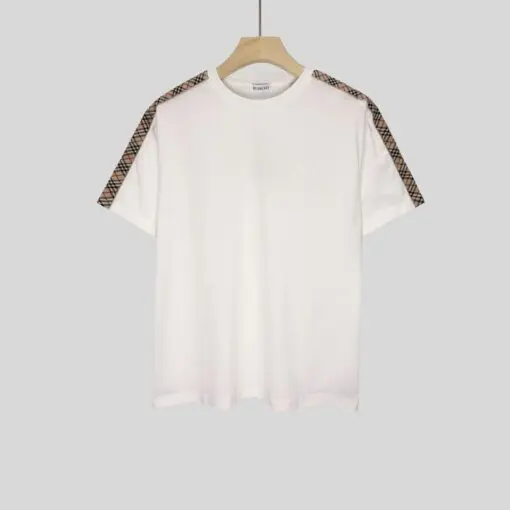 Burberry Black Cotton Check Taped Trim T-Shirt White 2026 | Drip Kickz Burberry Black Cotton Check Taped Trim T-Shirt White