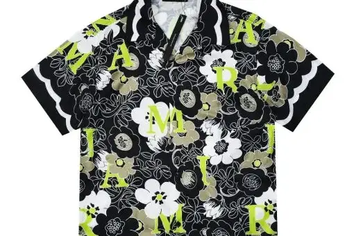 Amiri Floral Print Casual Shirt Black Silk Shirts