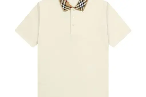 Burberry Check-Collar Cotton Piqué Polo Shirt White