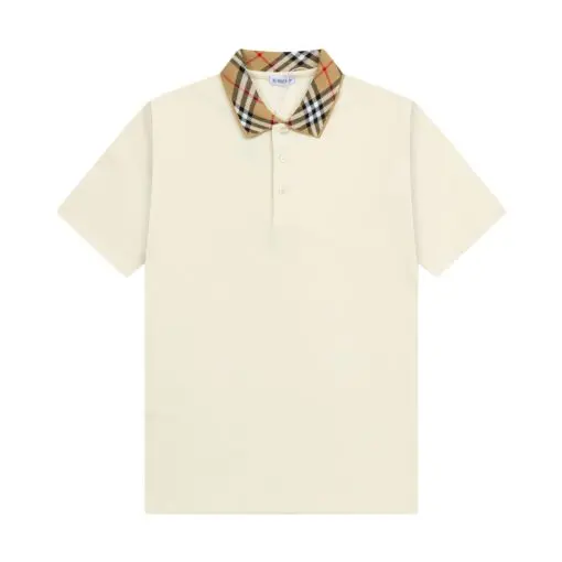 Burberry Check-Collar Cotton Piqué Polo Shirt White 2026 | Drip Kickz Burberry Check-Collar Cotton Piqué Polo Shirt White