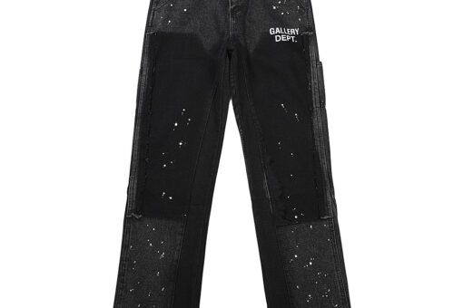 GALLERY DEPT. Black Paint Splattered Jeans With Logo