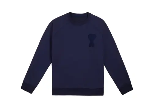 Ami Paris De Coeur Patch Sweatshirt Navy Blue