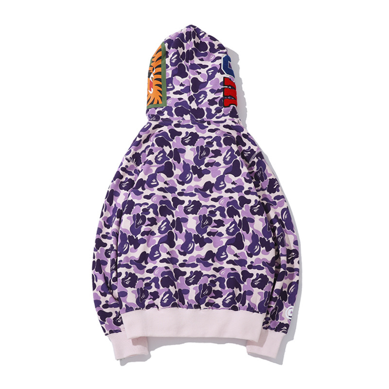 BAPE Shark Head Camouflage Full Zip Hoodie Purple 2026 | Drip Kickz BAPE Shark Head Camouflage Full Zip Hoodie Purple - Image 2