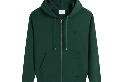 Ami Paris Ami De Coeur Zip-Up Hoodie Green