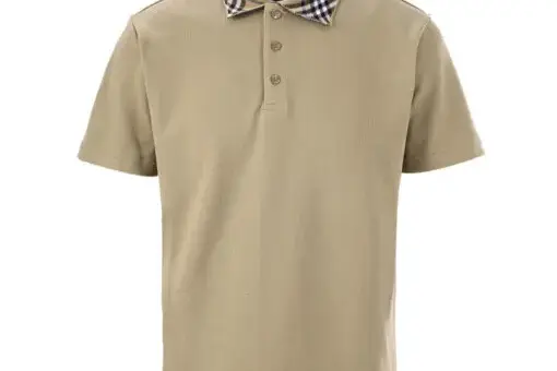Burberry Black Check Collar Polo Shirt Beige