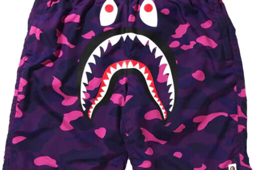 BAPE Color Camo Shark Beach Shorts (Purple)