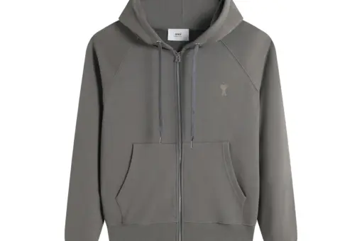 Ami Paris Ami De Coeur Zip-Up Hoodie Dark Grey