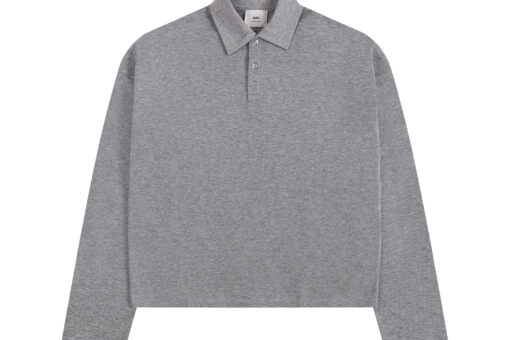 Ami Long Sleeve Polo Shirt Gray