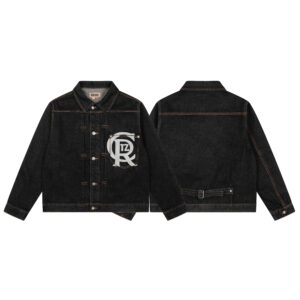 Corteiz Crest Chainstitch Denim Trucker Washed Black
