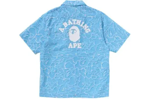 BAPE ABC Sea Surface Camo Open Collar S/S Shirt Blue