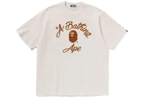 BAPE Chain Stitch College Relaxed Fit Tee Ivory