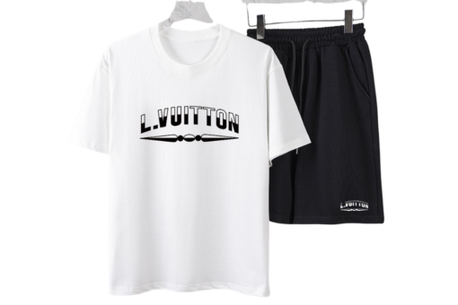 “L.VUITTON” Print T-Shirt And Shorts Set White