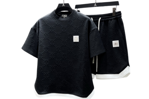 Fendi FF-Logo T-Shirt And Shorts Set Black