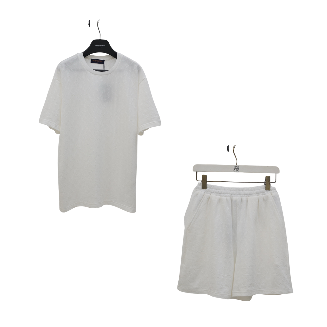 LV White Crew Neck T-Shirt And Shorts Set 2026 | Drip Kickz LV White Crew Neck T-Shirt And Shorts Set