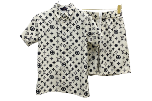 LV Monogram Print Shirt And Shorts Set