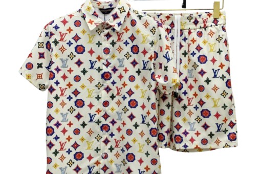 LV Monogram Print Multicolor Shirt And Shorts Set