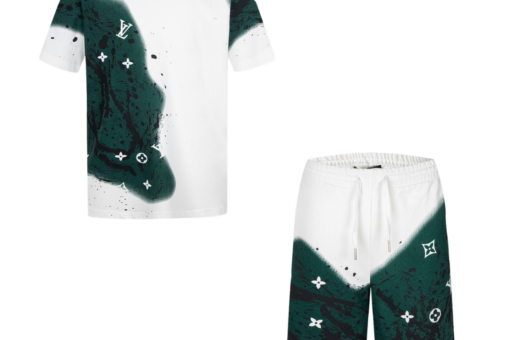 LV Paint-Splatter Effect T-Shirt And Shorts Set