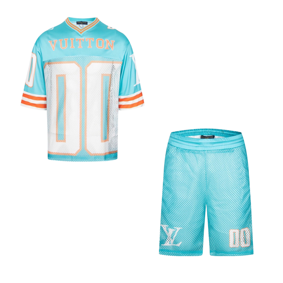 LV Jersey Bright Turquoise Blue And Shorts Set 2026 | Drip Kickz LV Jersey Bright Turquoise Blue And Shorts Set
