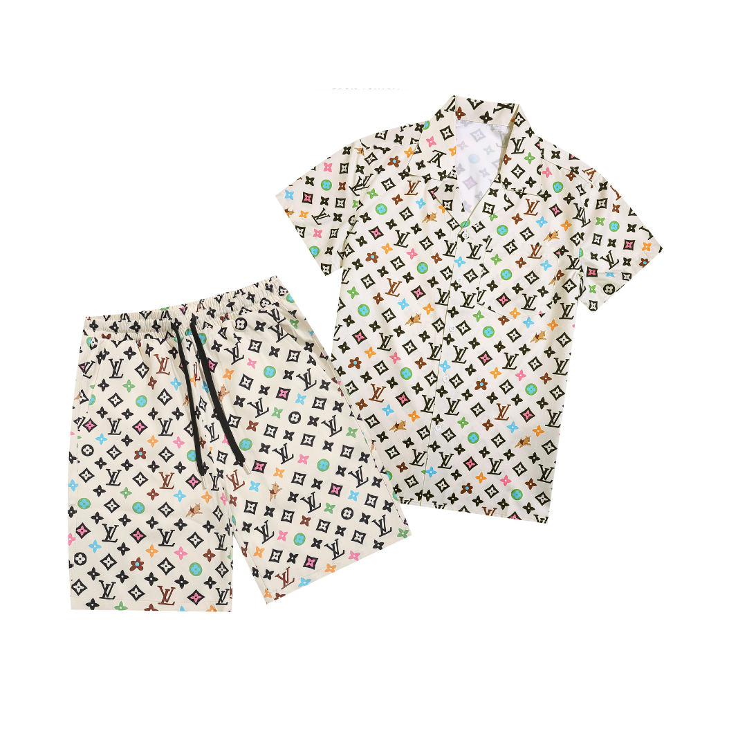 LV Creator Monogram Printed Silk Shirt And Shorts Set Cream 2026 | Drip Kickz LV Creator Monogram Printed Silk Shirt And Shorts Set Cream