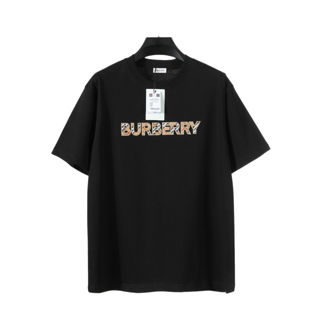 Burberry Black Check Logo Embroidered T-Shirt 2026 | Drip Kickz Burberry Black Check Logo Embroidered T-Shirt