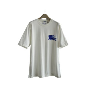 Burberry Blue Equestrian Knight Motif T-Shirt White