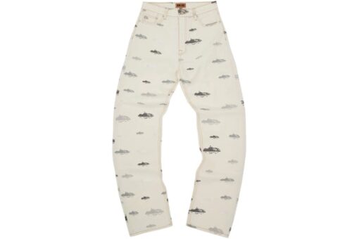 Corteiz Alcatraz Pattern Denim Jeans White