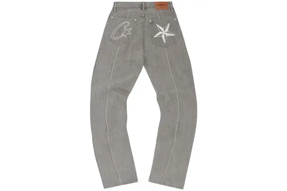 Corteiz C-Star Denim Jeans Grey 2026 | Drip Kickz Corteiz C-Star Denim Jeans Grey