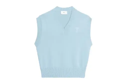 AMI Paris Ami De Coeur V-Neck Vest Light Blue