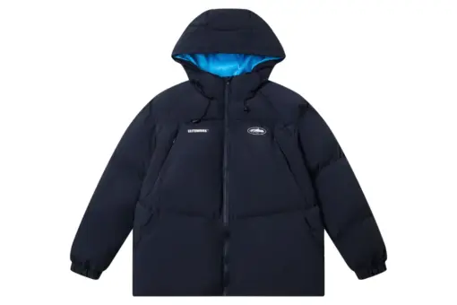 Corteiz Alcatraz Winter Hooded Down Jacket Navy Blue