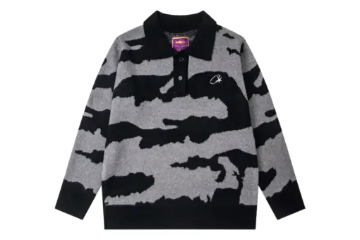 Corteiz Mohair Fuzzy Sweater Black Camouflage