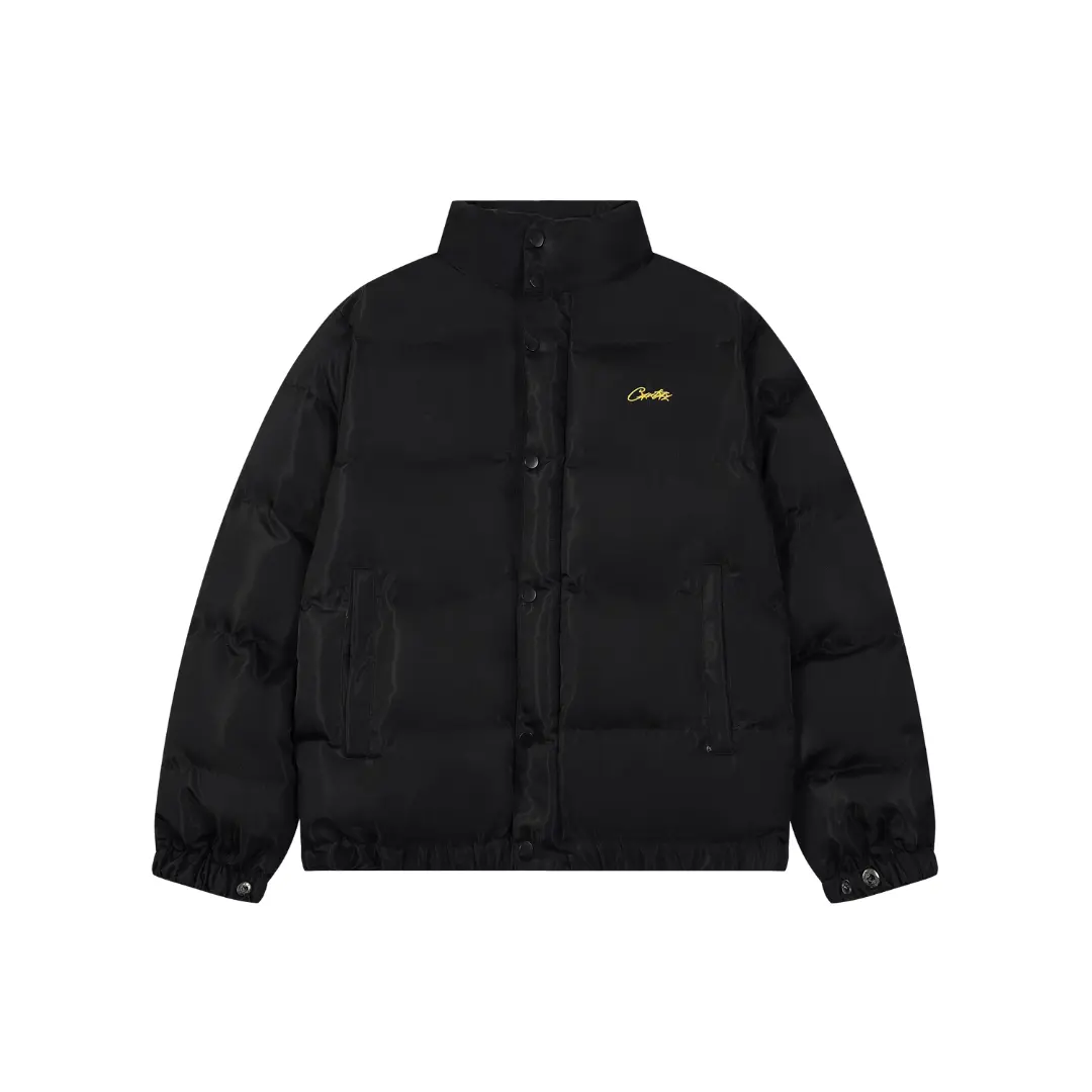 Corteiz Alcatraz Classic Hooded Down Puffer Jacket Black With Yellow Logo 2026 | Drip Kickz Corteiz Alcatraz Classic Hooded Down Puffer Jacket Black With Yellow Logo
